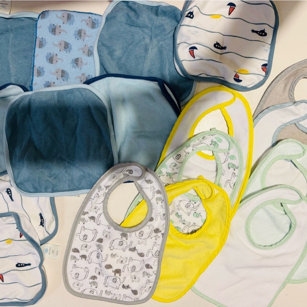Baby Boy Cotton Bib and Little Cleaning Towels Unbranded 17-Piece